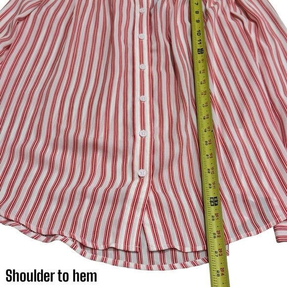 NEW Popsugar Red and White Candy Striper Long Sleeve Blouse Top Size M - Picture 9 of 9